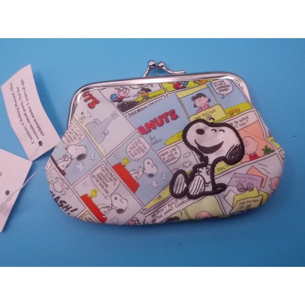 Peanuts Snoopy Comic Strip Kiss Lock Coin Purse Pouch Embroidered Patch New
